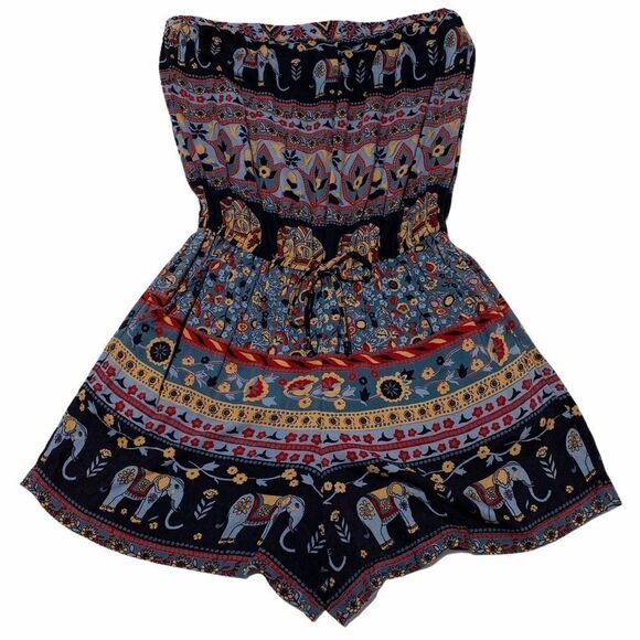 ANGIE Elephant Printed Strapless Romper Medium - Picture 3 of 13